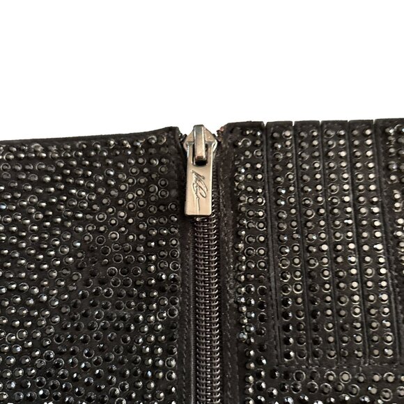 VC Vince Camuto Dressy Black Stiletto Boots with Rhinestones Size 8 1/2 Leather - Picture 3 of 10